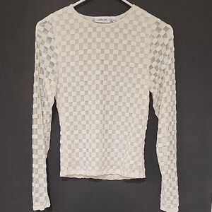 Women's White Checkered Top
